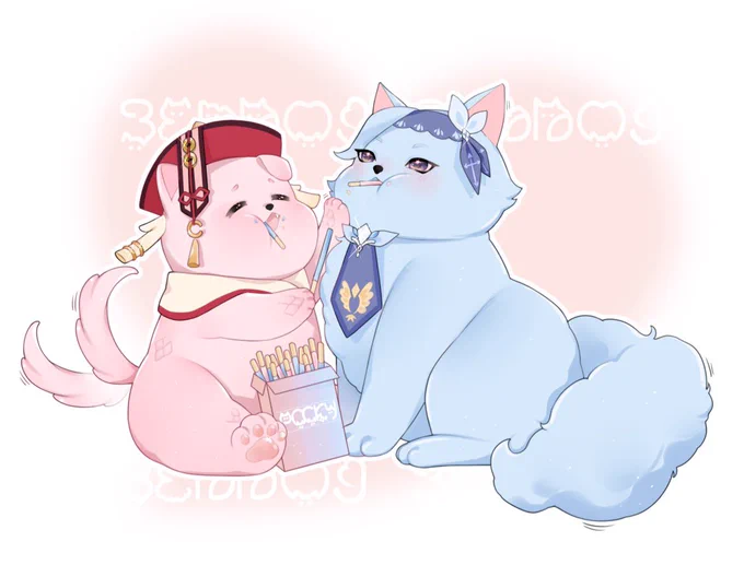 いぬえんとネコエウ、その10Wanfei &amp; Eunyan 10Pocky Day、改---------Gift from  #eufei#ポッキーの日 