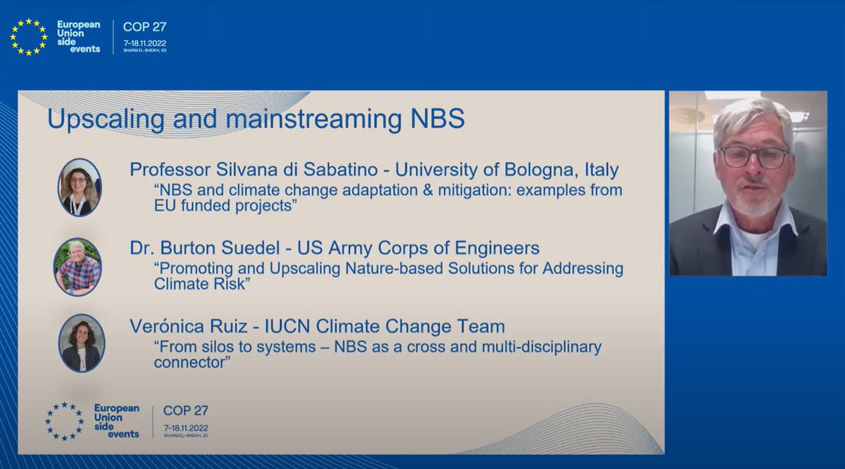 PlaNet_EU's tweet photo. Live now at #cop27Egypt2022 the side event on NBS for combatting extreme weather: organized by @OPERANDUM_EU @phusicos 

https://t.co/DvvXpP3xNQ

#NatureBasedSolutions #climatechange #upscaling #research https://t.co/tZUqtx6fqP