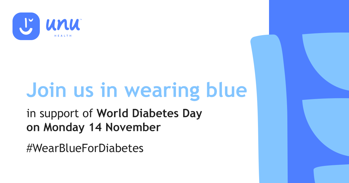 UnuHealth's tweet photo. 14 November is World Diabetes Day. Did you know that 2 in 3 adults in SA are at risk of developing Type 2 diabetes - a disease that is largely preventable? Join us by wearing blue to show support and raise diabetes awareness. #WearBlueForDiabetes #WorldDiabetesDay https://t.co/MeBn7uKoaR