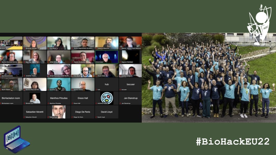 ELIXIREurope's tweet photo. 🎉Thank you all for joining #BioHackEU22! A special thanks to our online and overseas participants 🙌 staying up late hacking through different projects with us.
👏It has been a great week, we had BiohackaTONs of fun!! Look forward to seeing you next year for #BioHackEU23!🥳 https://t.co/9J68SWdqo2