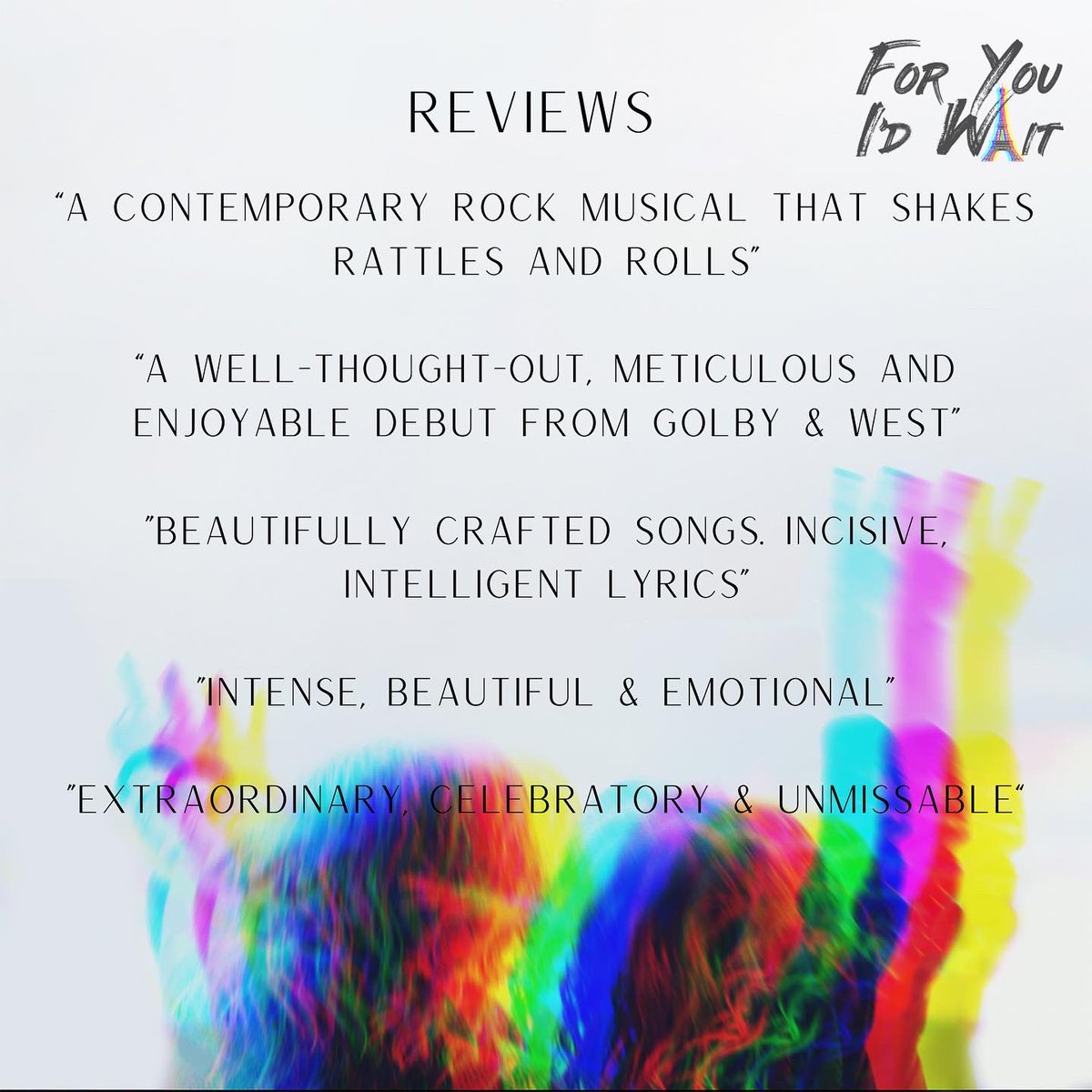 Our show is eligible to be nominated for a @whatsonstage Award for Best Off-West Production. It would mean so much to us if everyone could nominate the show and help bring new musical theatre into the spotlight and empower more people to create 🤍✨💜
whatsonstage.com/london-theatre…