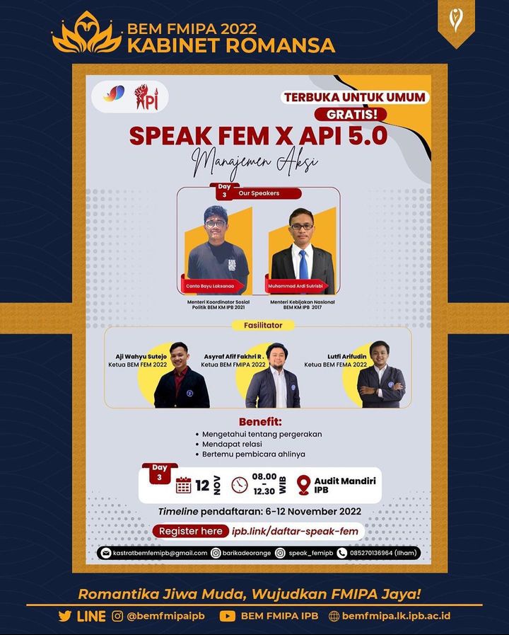 Halo, KM IPB!

Hidup Mahasiswa!
Hidup Rakyat Indonesia!
Hidup Pertanian Indonesia!

Menjadi mahasiswa merupakan sebuah anugerah yang tidak dapat dimiliki semua orang, oleh karena itu sudah sewajarnya mahasiswa mengambil peran.

Yuk baca selengkapnya di:
instagram.com/p/CkzypyEP_Ej/…