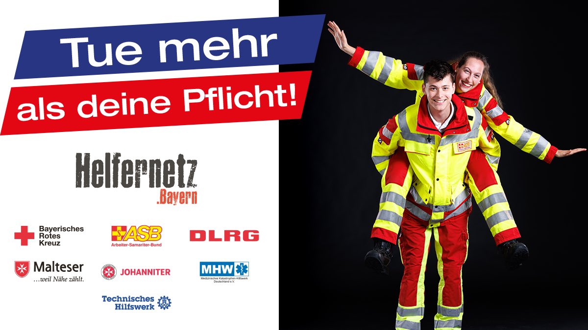 Tue mehr als deine Pflicht! Finde dein #Ehrenamt im #Bevölkerungsschutz und unterstütze mit deinem Engagement die Hilfsorganisationen in #Bayern. #MehrAlsPflicht
Jetzt informieren: helfernetz.bayern