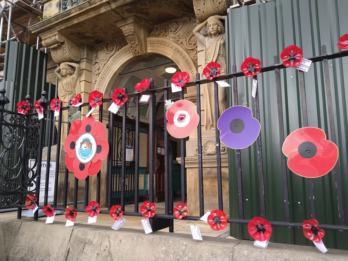 A busy market day here in #Ossett. Local groups &amp; schools have made remembrance poppies which are displayed around the town. Here is a small selection on #remembranceday2022