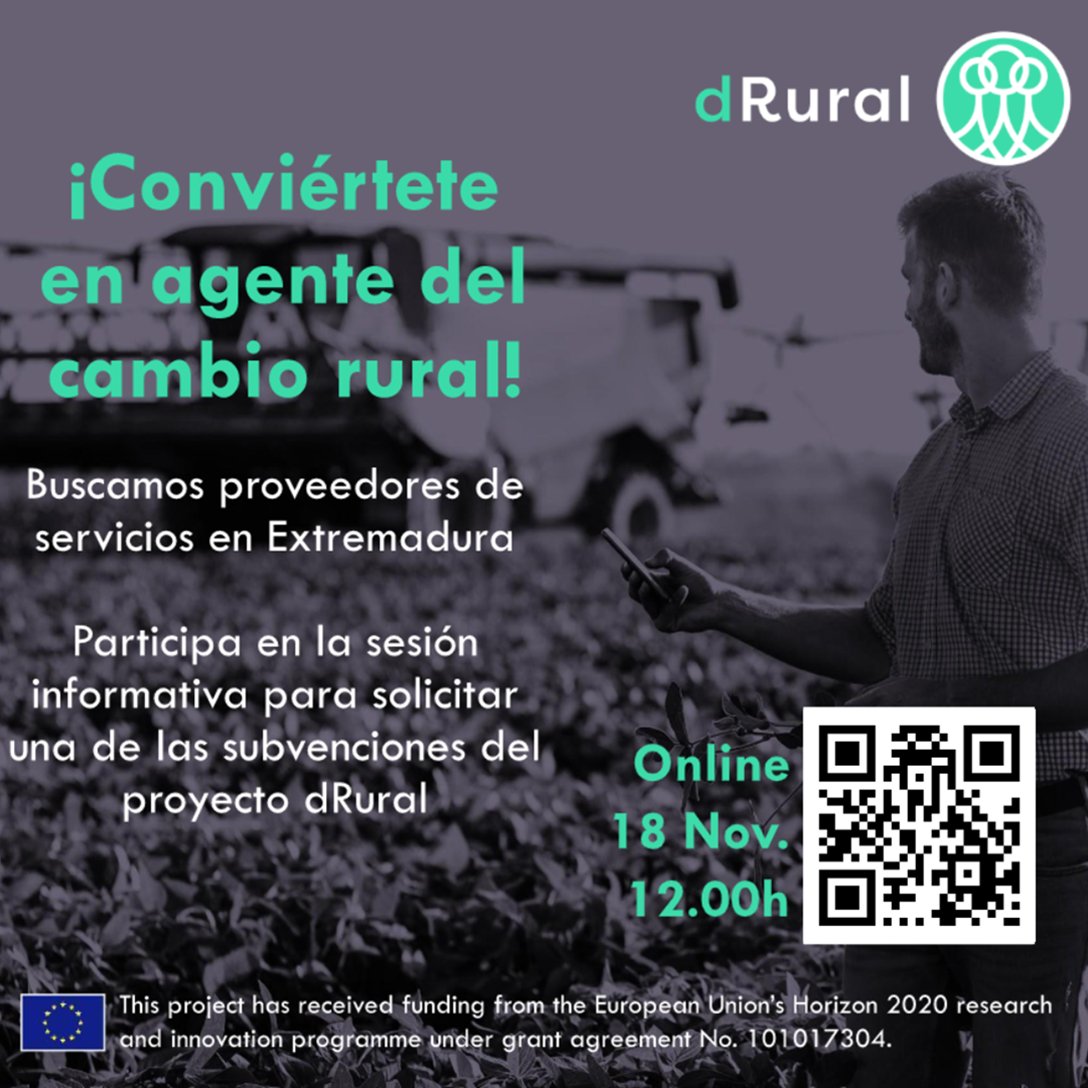 OPEN CALLS <a href="/drural_eu/">DRural_EU</a> 🧑‍💻sesión informativa con el paso a paso para solicitar una de las subvenciones del proyecto.

📆18/11/2022, 12:00-14:00
🖱Regístrate a través del Qr o en este link👉teams.microsoft.com/registration/v…

Más información ℹ saludextremadura.ses.es/fundesalud/web…