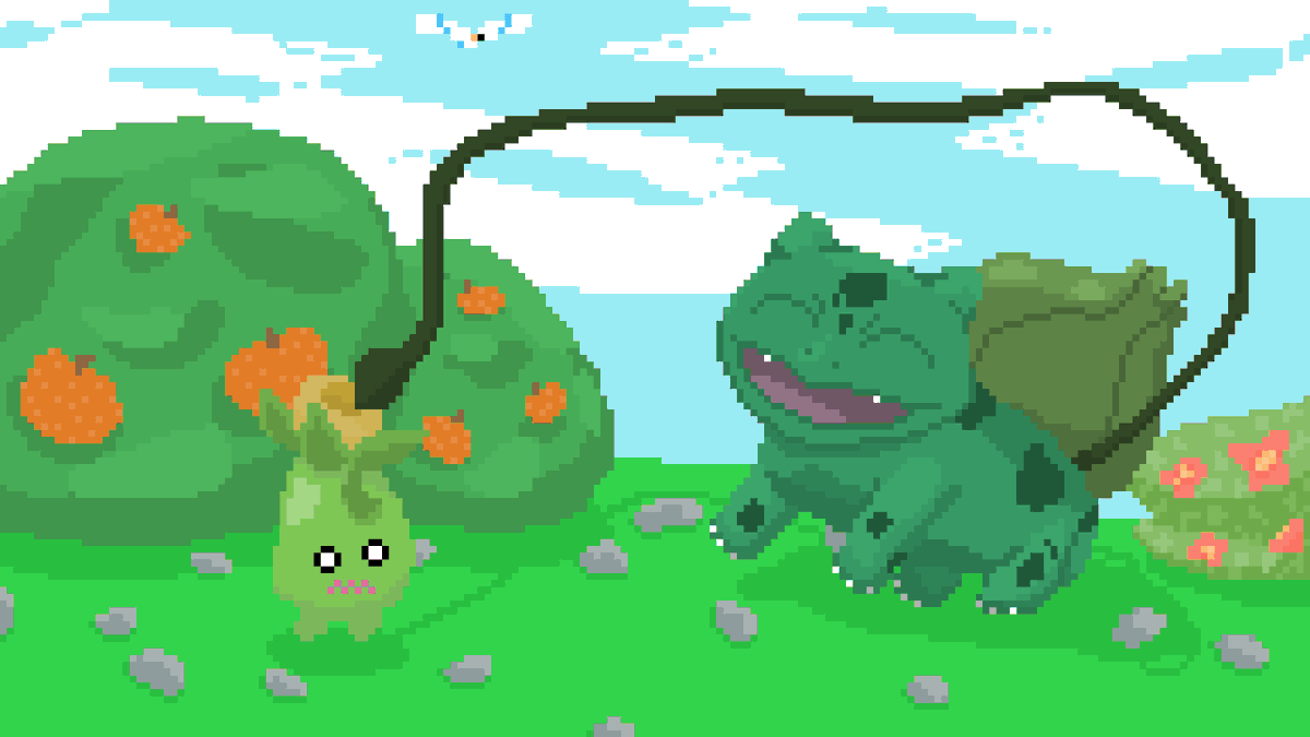 YachiyoKanshi's tweet photo. #Bisasam und #Olini #fanart
#PokemonScarletandviolet #smoliv #bulbasaur #pixelart #ArtistOnTwitter #wingull https://t.co/m1kjc2VfDy