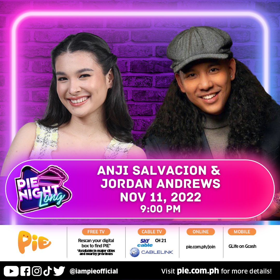 teamanjiuniv's tweet photo. "Right Now has never happened before. Now will never come again. So Let go, Let's go, Right Now"

Catch Anji Salvacion and Jordan Andrews on PIE NIGHT LONG, later at 9pm.

ANJI KaPIEmilya NIGHT

#AnjiSalvacion
@anjisalvacion 

#TayoAngLigayaNgIsatIsa 
#ABSCBNChristmasID2022 https://t.co/uArugVOE6a