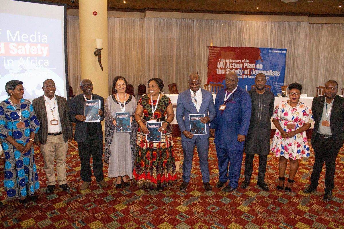 unescoROSA's tweet photo. In valuing partnerships, @unescoROSA appreciates all media institutions and stakeholders for contributing towards the just successfully launched comprehensive State of Media Freedom &amp; Safety of Journalists in Africa Report at the #IDEI2022 in Vic Falls, Zimbabwe. 
@InfoMinZW https://t.co/Xx7sXKVU8o