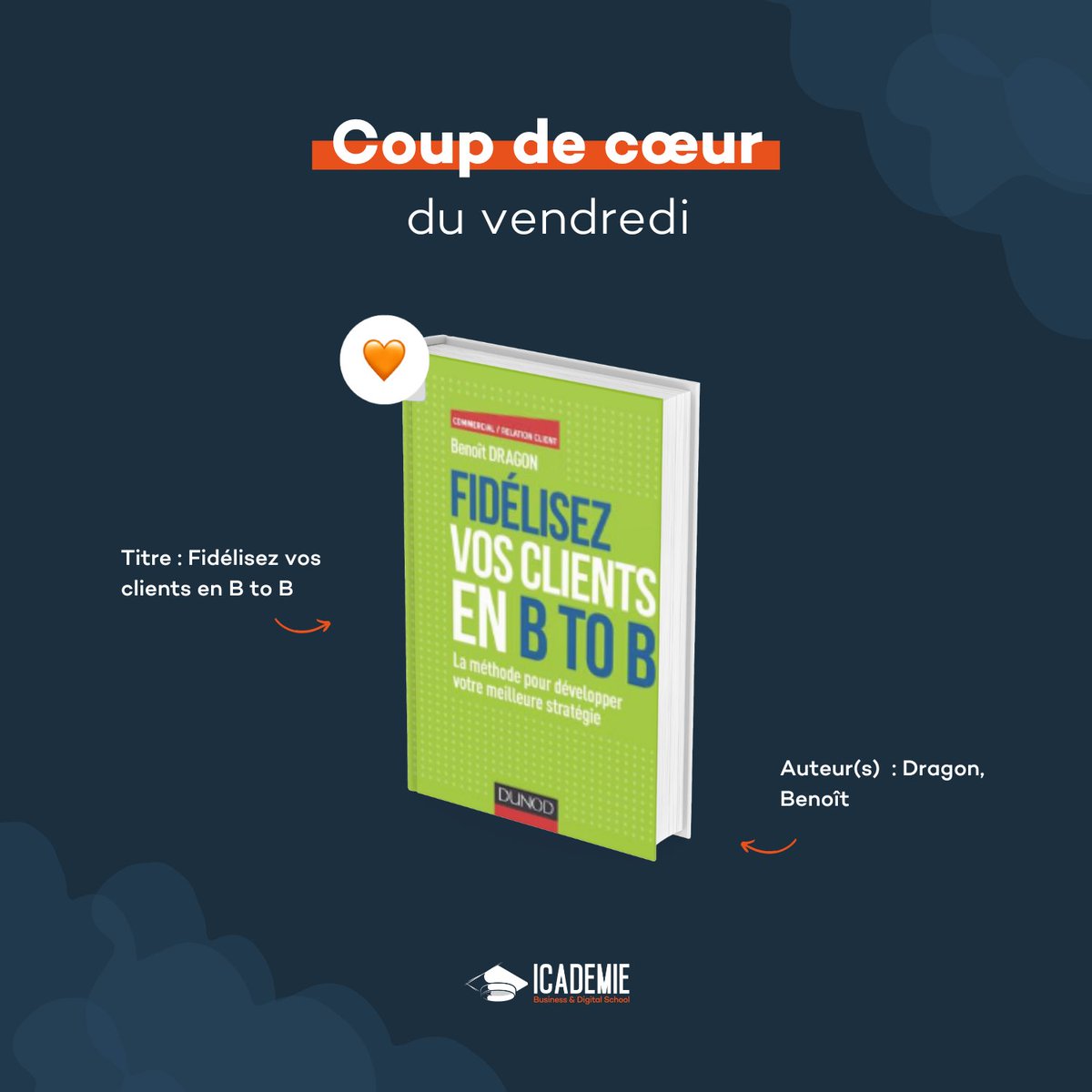 [#VENDREDILECTURE] 📚

Comment fidéliser ses clients en B to B ? Faut-il fidéliser tous ses clients ? 🤔

Découvrez dans cet ouvrage une démarche opérationnelle de conception, de mise en place et de management d’une stratégie de fidélisation. 

À lire 👉swll.to/i45BCc1