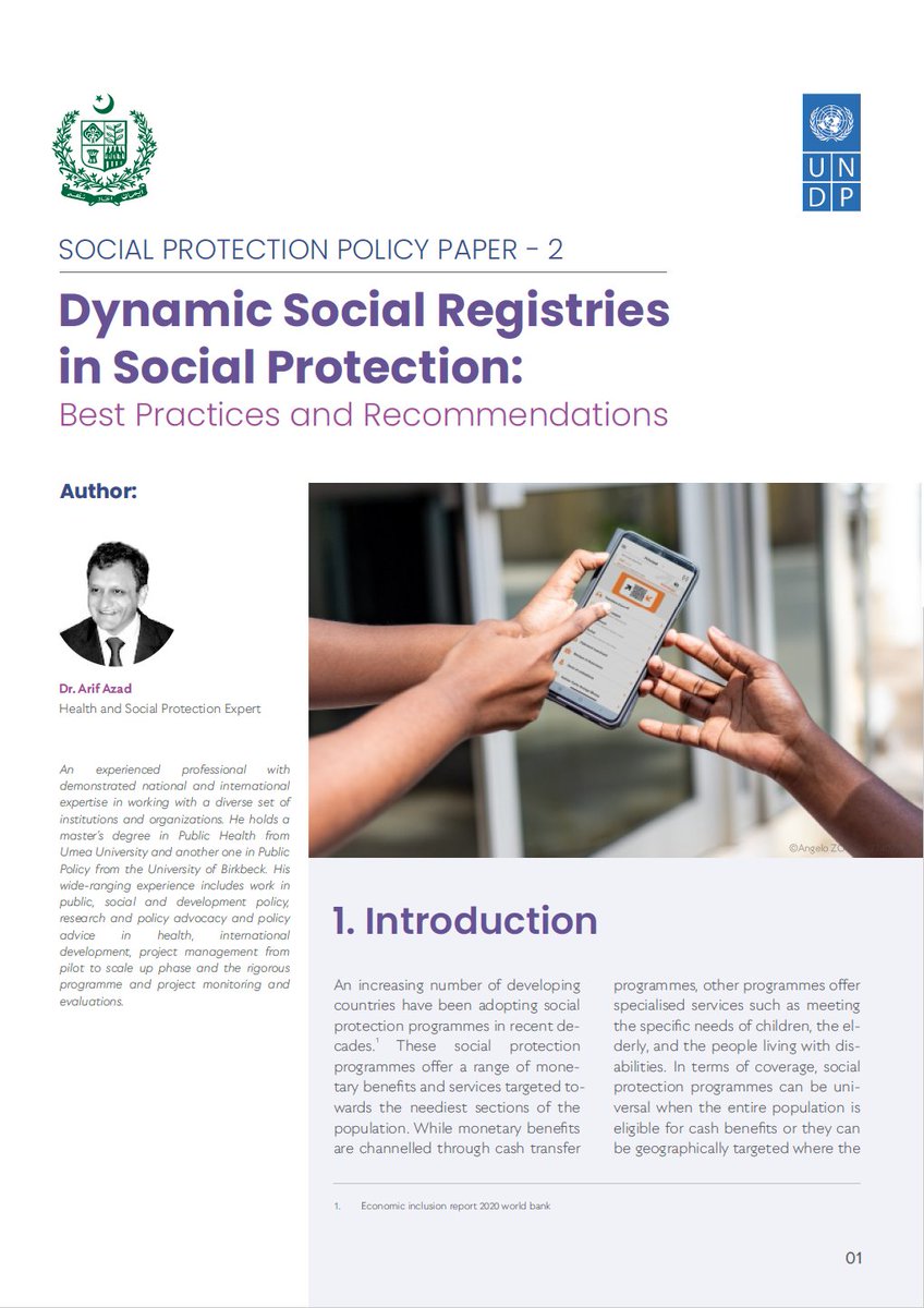 #UNDPinPakistan &amp; <a href="/bisp_pakistan/">Benazir Income Support Programme</a>'s 2nd #SocialProtection Policy Paper explores the existing social registry system in the country, highlighting global best practices &amp; advocating for a shift towards a dynamic social registry mechanism in 🇵🇰

bit.ly/3hBGn2D