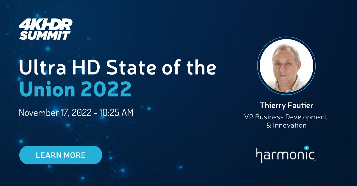 Harmonic Inc (@harmonicinc) on Twitter photo Find out what's transforming the Ultra HD industry from Harmonic's <a href="/thierryfautier/">Thierry Fautier</a> as he shares exclusive insights at the <a href="/UltraHDForum/">Ultra HD Forum</a> #4KHDR Summit on Nov 17! Learn more: bit.ly/2N2Ioju Find out what's transforming the Ultra HD industry from Harmonic's <a href="/thierryfautier/">Thierry Fautier</a> as he shares exclusive insights at the <a href="/UltraHDForum/">Ultra HD Forum</a> #4KHDR Summit on Nov 17! Learn more: bit.ly/2N2Ioju
