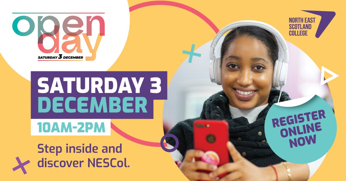 Don't miss our Open Day on 3 December at our Altens, Aberdeen City and Fraserburgh Campuses. You’ll be amazed at where a qualification from NESCol could take you. Register now: ow.ly/JA2Z50LzMKW
