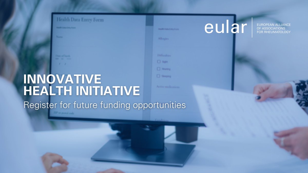 📣 Registration for the Innovative Health Initiative (IHI) Call Days is now open!

⭐ Topic: Patient generated evidence to improve outcomes, support decision making, and accelerate innovation

📅 Call Days: 12- 15 December

👉 bit.ly/3tsi3mt

#EULAR #Rheumatology