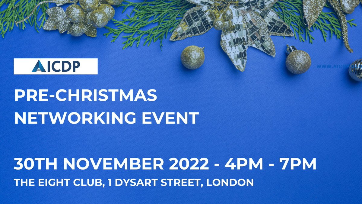 AICDPGlobal's tweet photo. 🎄Pre-Christmas Networking Event with AICDP - 30th November 2022 - 4pm🎄

Join AICDP in London on the 30th November at The Eight Club from 4pm - an ideal opportunity for Credit Professionals to come along, network make plans for an effective 2023 - https://t.co/XN3dMFKrov https://t.co/yeAp2vos5t