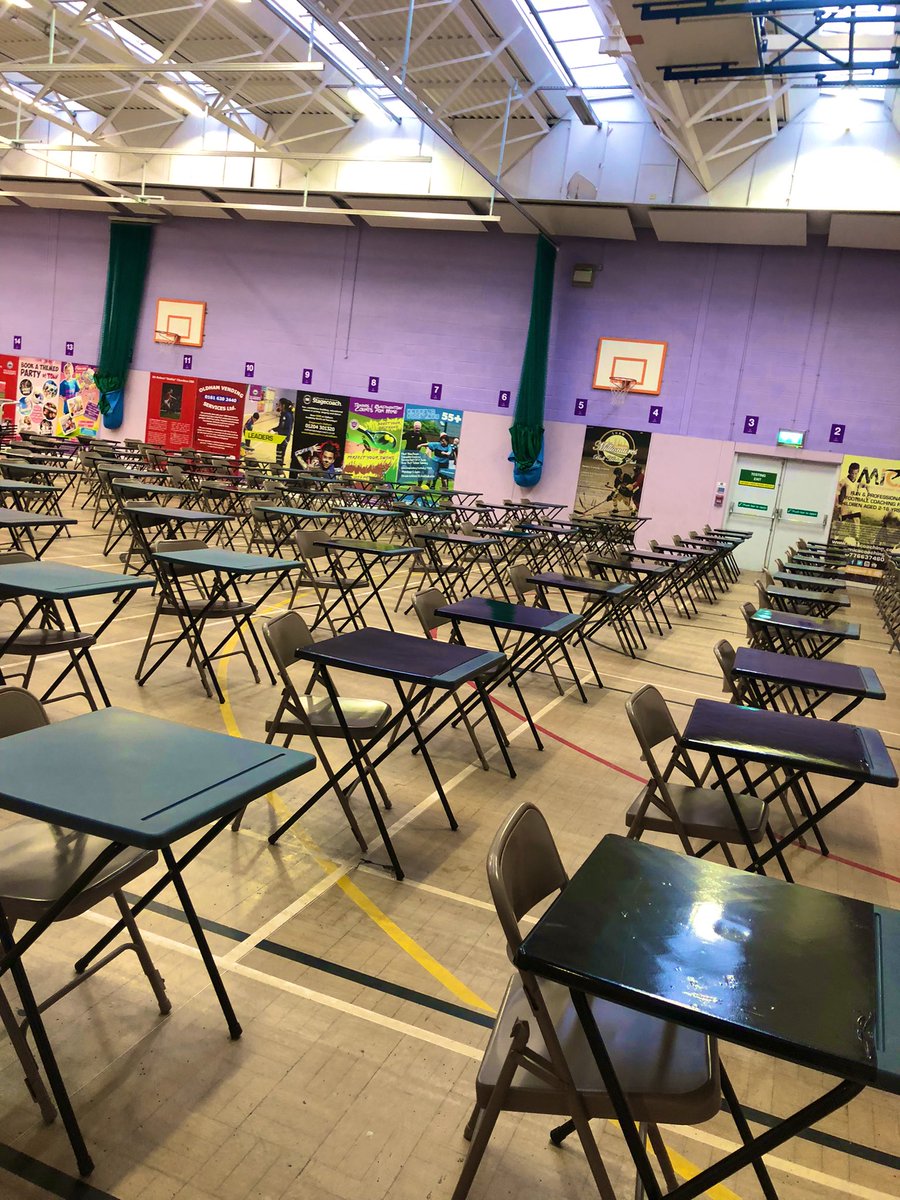 DataToan's tweet image. Exam desks up ✅ ready for year 11 mock exams on Monday morning! Good luck year 11 #TOAN