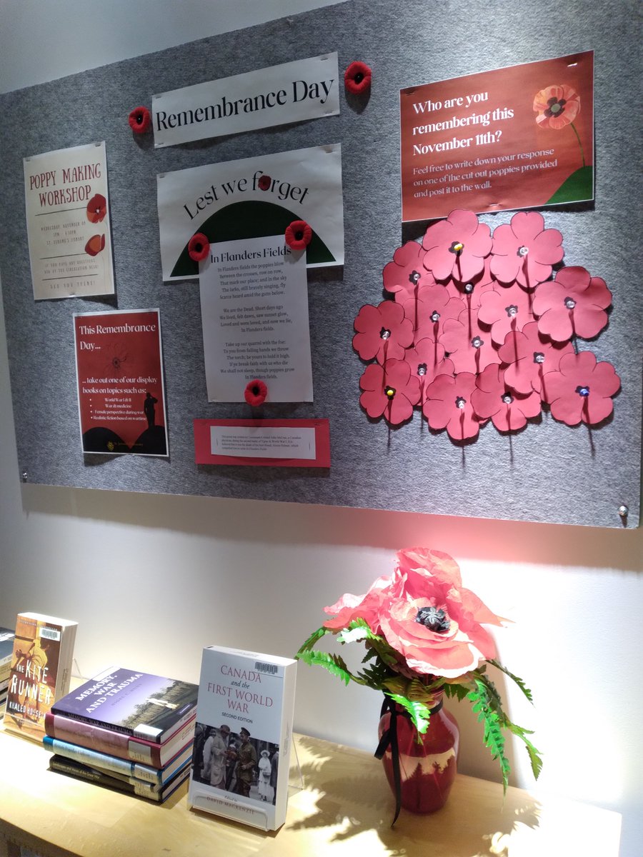 Thank you to all the St. Jerome's students who made the beautiful paper poppies included in the St. Jerome's Library's Remembrance Day displays.