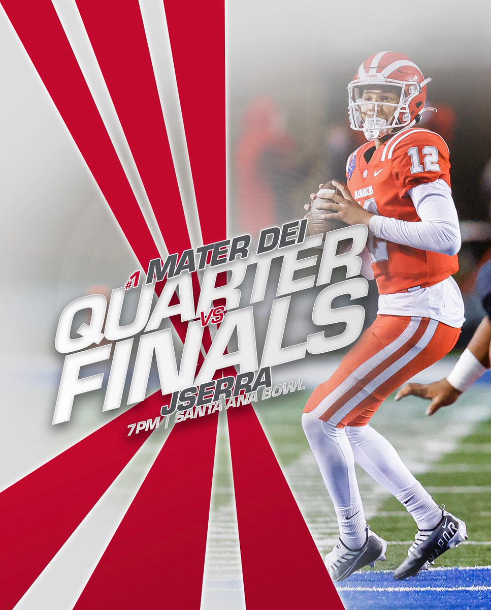Mater Dei Football (@mdfootball) on Twitter photo GAMEDAY‼️ See you at The Bowl for the Quarter Finals!
Follow <a href="/MDFootball/">Mater Dei Football</a> on Twitter for live updates throughout the game.
Go #Monarchs!
\|/ GAMEDAY‼️ See you at The Bowl for the Quarter Finals!
Follow <a href="/MDFootball/">Mater Dei Football</a> on Twitter for live updates throughout the game.
Go #Monarchs!
\|/