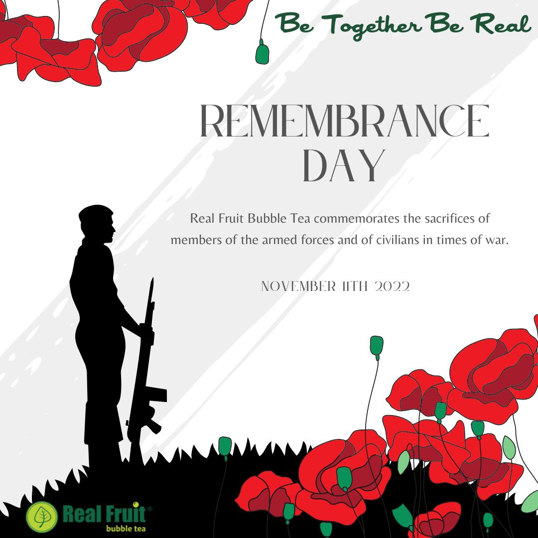 RFBubbleTea's tweet photo. “Every year on November 11, we come together to honour the brave women and men in uniform who uphold our values here at home and around the world. The values that unite us as Canadians – values of peace, freedom, and democracy”.

Lest we forget 🌺 https://t.co/XBkdA9j7jb