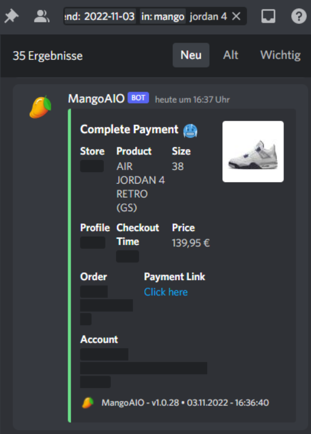1/35 shipped, hate my life
best pings <a href="/EscapeNotify/">Escape</a> 
best bot <a href="/MangoAIO/">MangoAIO</a> <a href="/aio_success/">Mango Success</a>