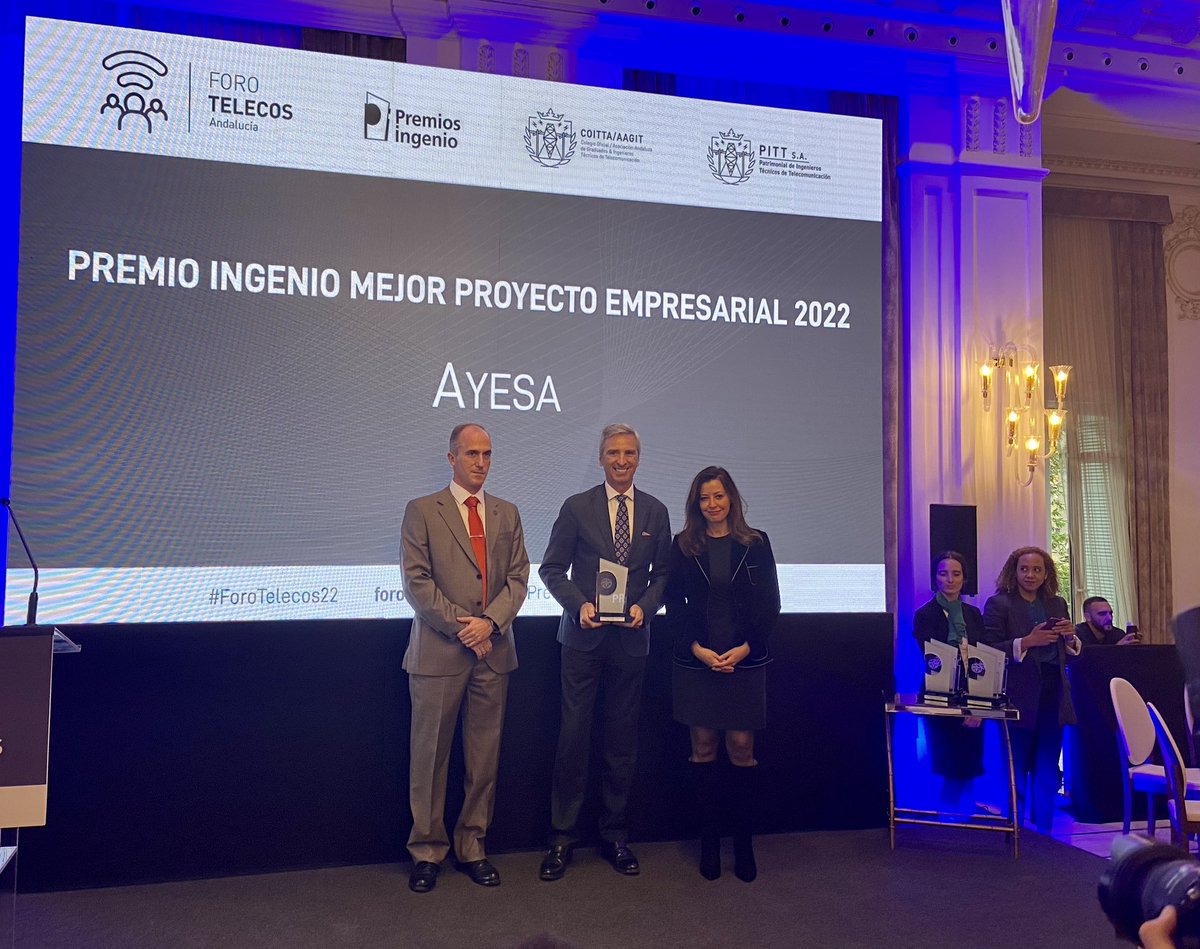 coitta_aagit's tweet photo. 🏅 #PremiosIngenio22 MEJOR PROYECTO EMPRESARIAL 2022 a @AyesaNews
Por su estrategia de crecimiento y adquisiciones, que la sitúan entre los cinco mayores grupos tecnológicos en España.
#ForoTelecos22 #COITTA https://t.co/FfSAKSwi2s