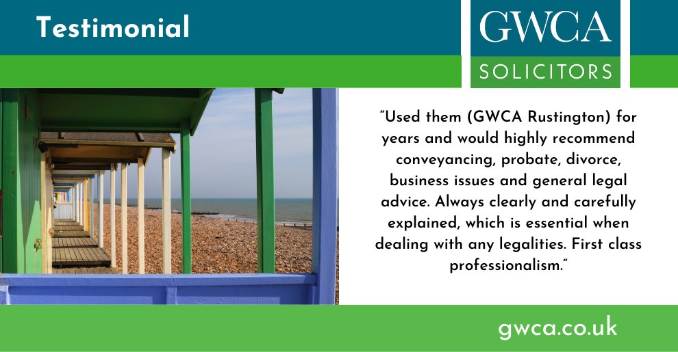 “Used them (GWCA Rustington) for years and would highly recommend-conveyancing, probate, divorce, business issues and general legal advice. First class professionalism.”

#conveyancing #probate #legaladvice #SussexSolicitors