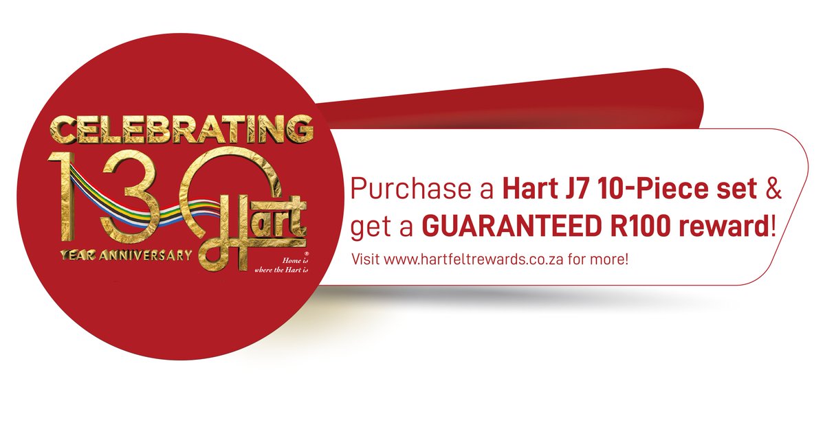 HartHomeware's tweet photo. Get a J7 10-Piece set and receive a R100 GUARANTEED REWARD. Visit Hartfelt Rewards Program https://t.co/tDyJ9kSqXF for more information. 😍 #Hart #HartHomeware #HaveFunCooking https://t.co/T6iKV1wGZw