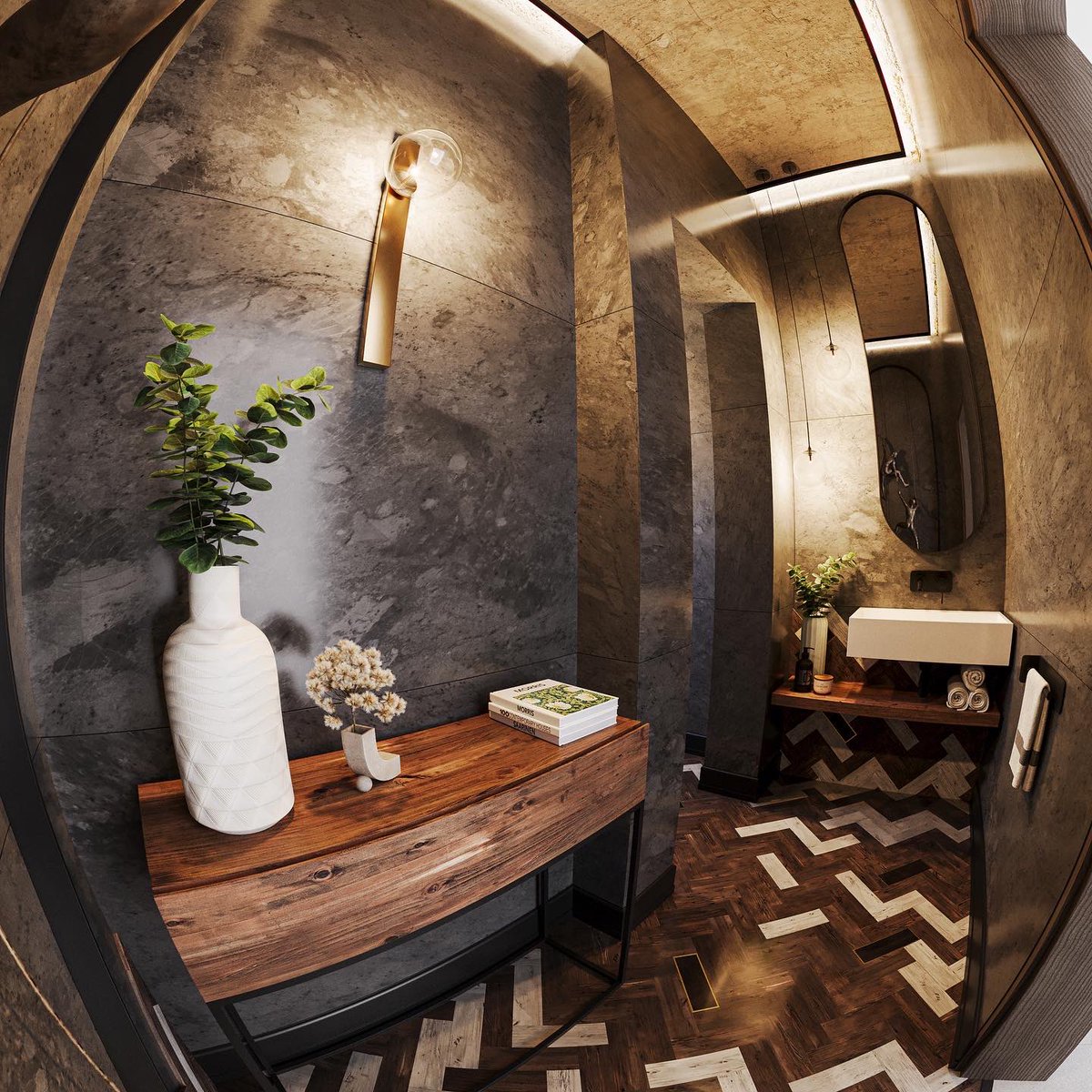 It was great fun and quite a challenge for our team to work on this narrow high ceiling bathroom. We are thrilled with the final design and so glad we could use old wood tiles into this new design.  #coronarender #3dsmax #sketchup #harare #tinorovagraft #adlerandadler #pgskies