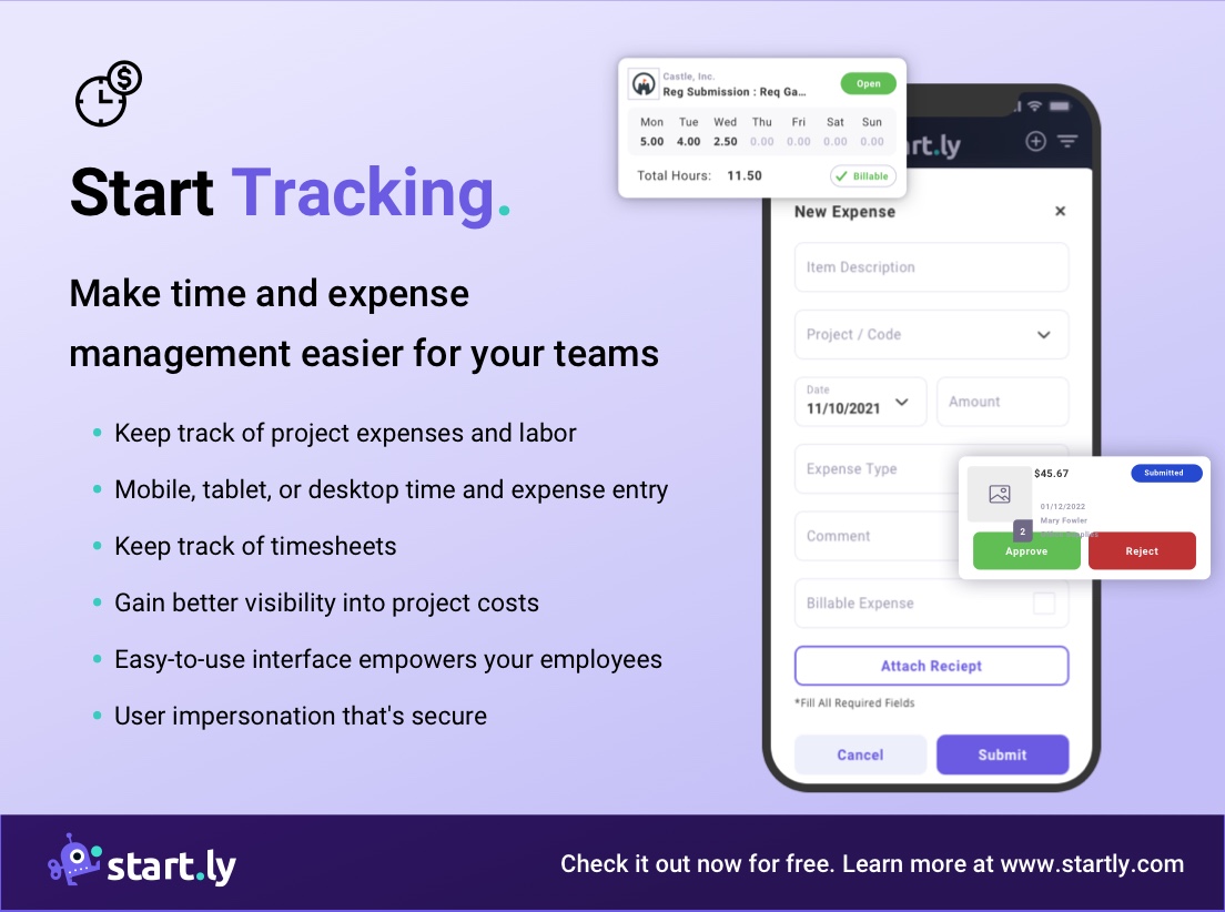 startlysoftware's tweet image. Startly has made tracking time and expenses more effortless than ever before. Track your time and expenses on the go with our mobile app, gain visibility into your project costs, and prevent human errors.

Use Startly for free today! Visit us at startly.com.