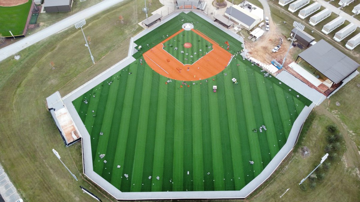 Drone shots of the beautiful new turf field going down at the Poole, courtesy of Fieldturf. Scheduled completion date is 12/1 and we cannot wait for baseball season there this year!! #PooleParty