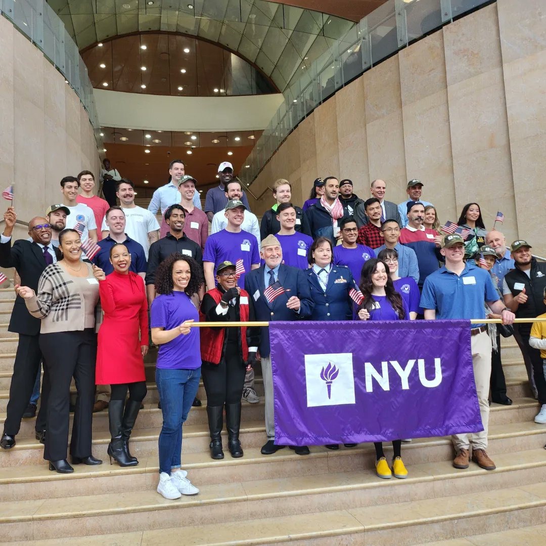 nyutandon's tweet photo. In honor of #VeteransDay, NYU Military Alumni and Student Veterans Celebration kicked off the day with a pre-parade breakfast at the Kimmel Center. There were over 80 attendees in support and the NYC Veterans Day Parade is set to start at noon. #NYUTandonMade https://t.co/8P9KWShFGi