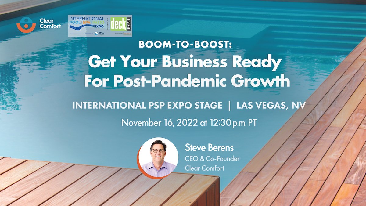 ClearComfortH2O's tweet image. Going to the International PSP Expo? Don't miss our own CEO, Steve Berens, share how pool &amp;amp; spa pros can set their businesses up for post-pandemic success.

Learn more about our session on November 16:
hubs.li/Q01s5n2C0

#AOPPools #ClearComfort #TodaysBestAOP #PSPExpo