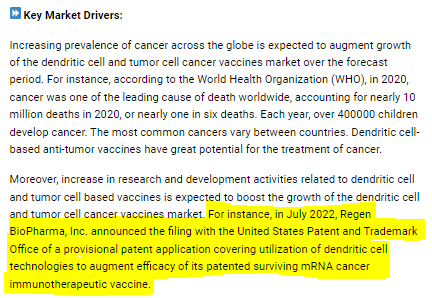 PerfectSpike's tweet image. $RGBP $RGBPP Nov. 10 2022 - a news article covering dendritic cell vaccines gives a mention to Regen Biopharma.  I recommend reading the entire transcript.
tinyurl.com/3959ray6