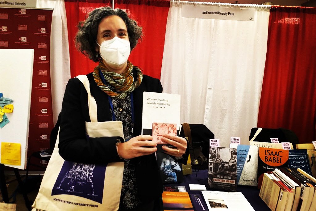 Visit us at #aseees22 #aseees2022 and pick up a copy of “Women Writing Jewish Modernity, 1919–1939” by our wonderful author Allison Schachter (pictured). ✍️ 

#slavicstudies #slavicstudies4eva