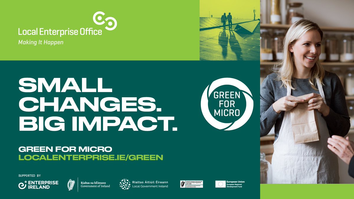 LEOWaterford's tweet photo. Our #GreenForMicro programme helps small businesses take the first step towards becoming more #sustainable giving you access to a green consultant whoโll show you the small changes that can have a big impact on your company.
You can apply now for FREE - https://t.co/veFsXlTxfx https://t.co/uADw84VAnM