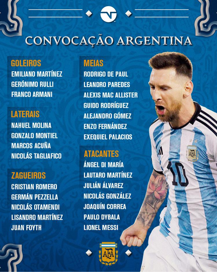 Os 26 convocados da Argentina na Copa do Mundo 2022: lista completa da  seleção