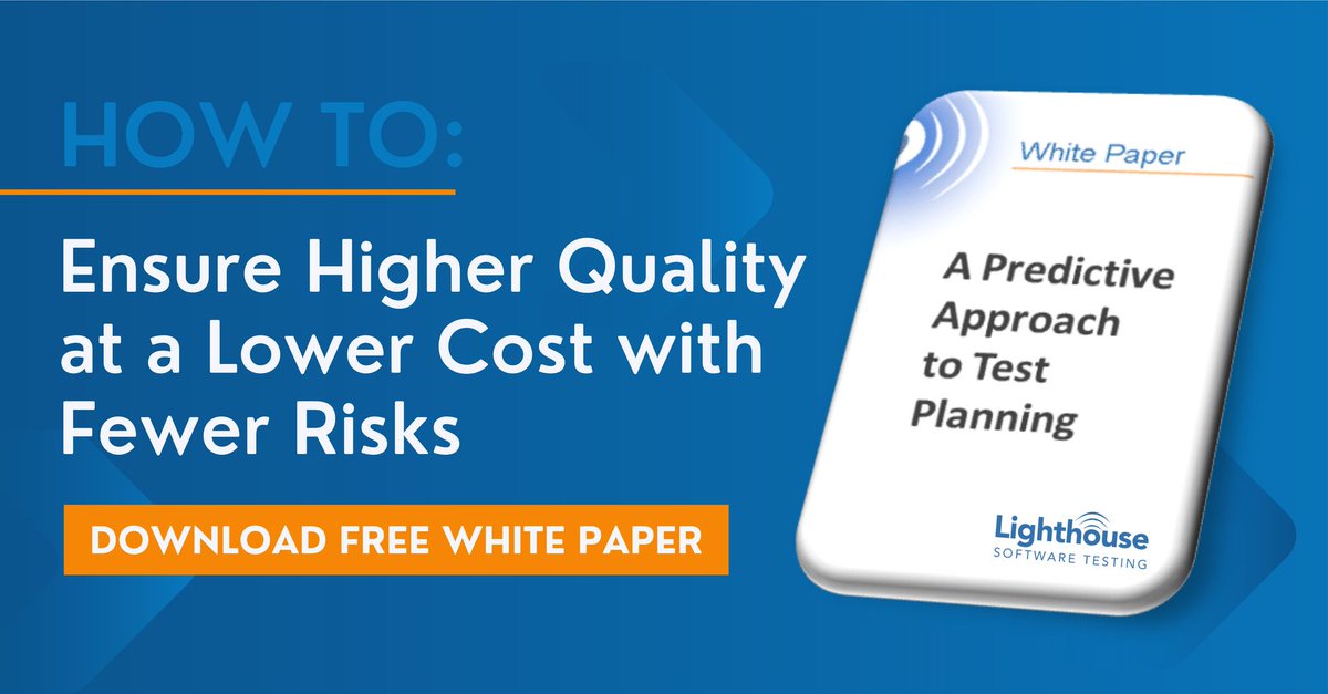 LighthouseTeam's tweet photo. Our predictive approach to test planning estimates the actual number of defects that need discovered to assure a high-quality release, giving the test team a specific goal, and dramatically increasing their productivity. Want to know more? https://t.co/DXO76svZDk https://t.co/wbGGVjStBA