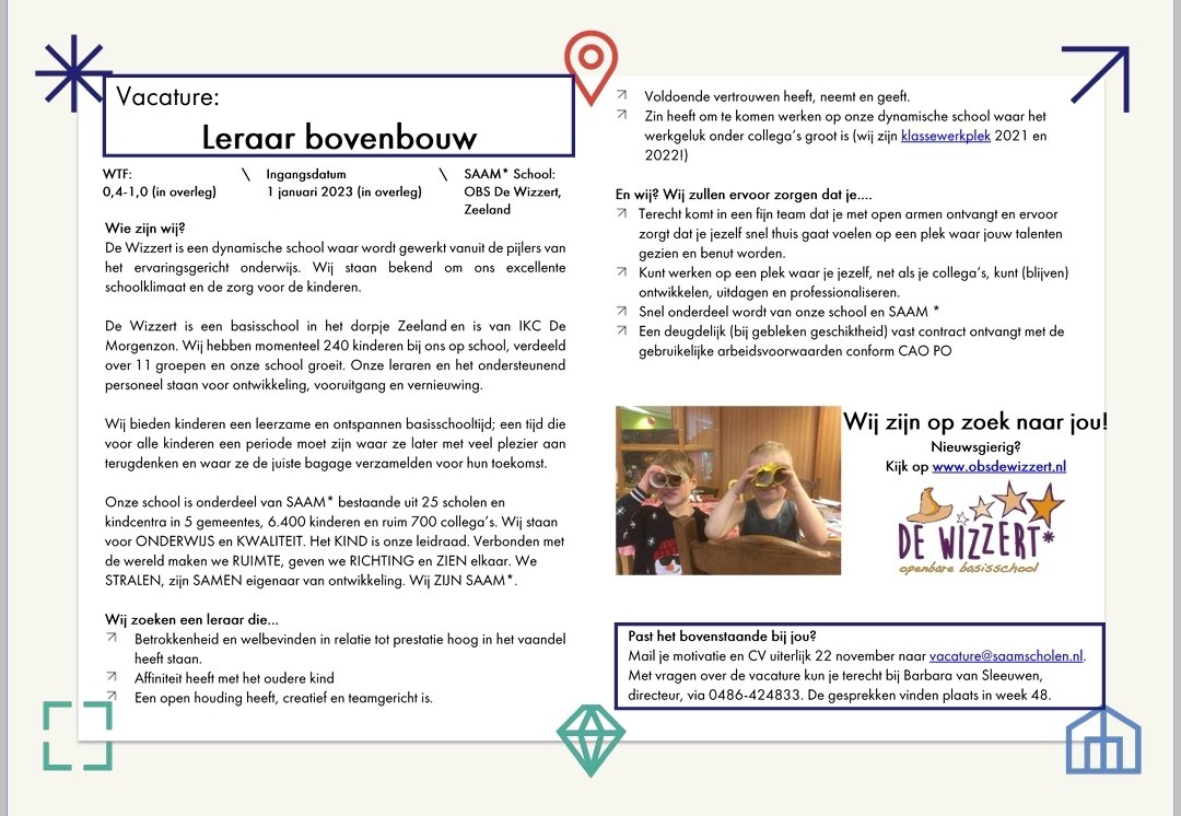 KittyvdKroft's tweet photo. Word jij onze nieuwe collega?
#leuksteteam #vacature #bovenbouw #leerkracht https://t.co/Vx78JgC1fa