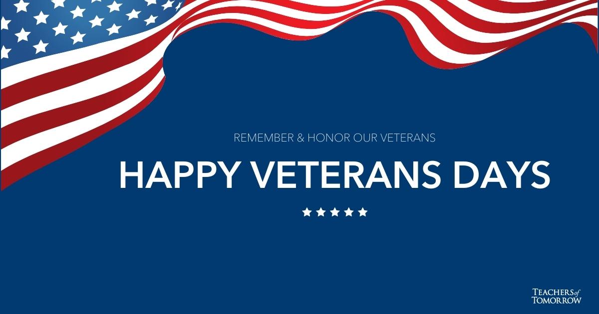 Today, we honor the brave men and women who have served our country and those who are still serving - we salute you! ❤💙 🇺🇸
.
#VeteransDay #Freedom #ThankYou #TeachersofTomorrow