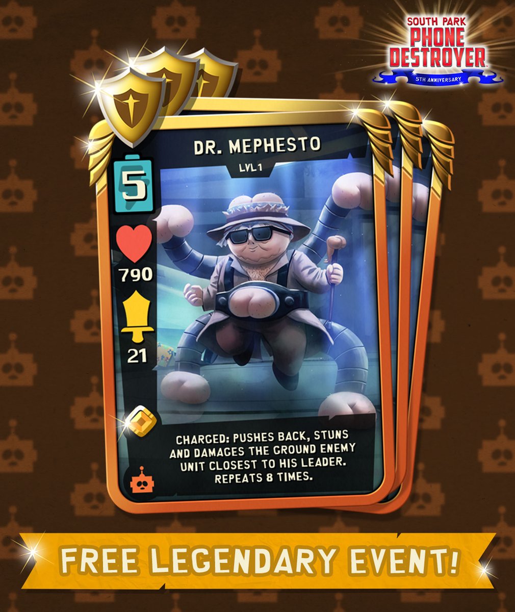 In addition to the free gift, you can claim another free copy of Dr. Mephesto by finishing this weekend's event, New Kid! Go play now and let us know what you think of the new card!