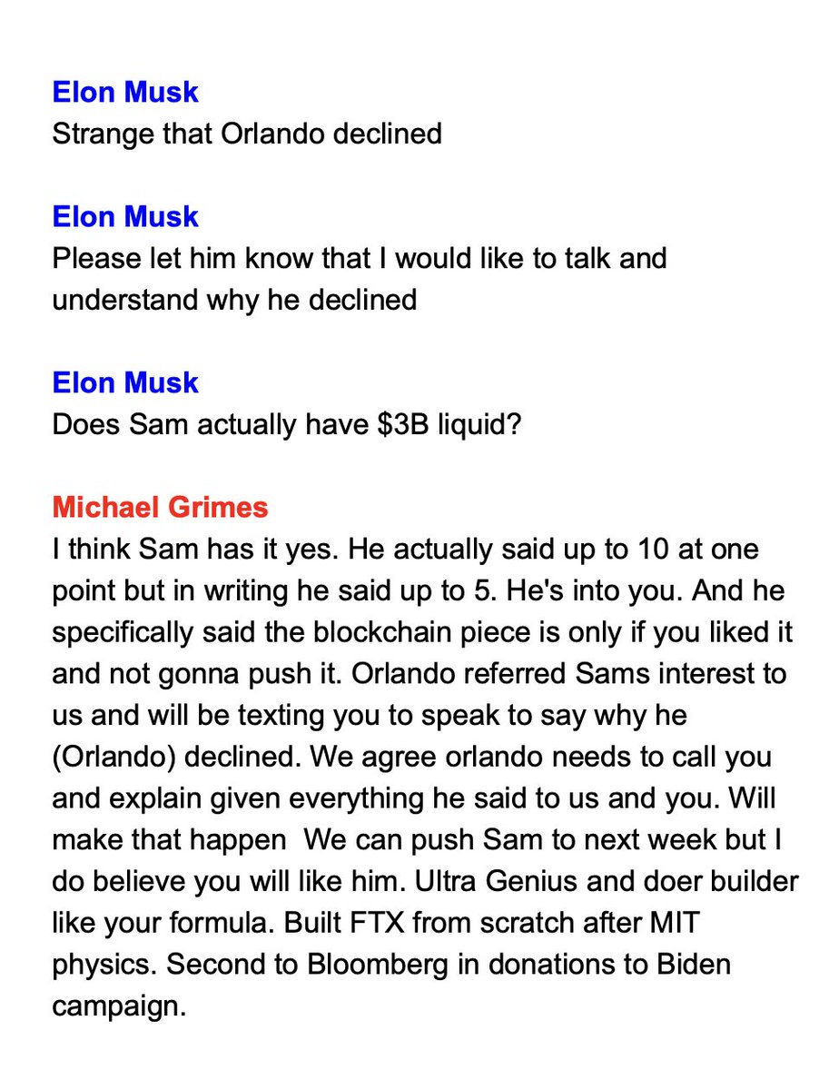 TechEmails's tweet image. Sam Bankman-Fried reaches out to Elon Musk

April 25, 2022