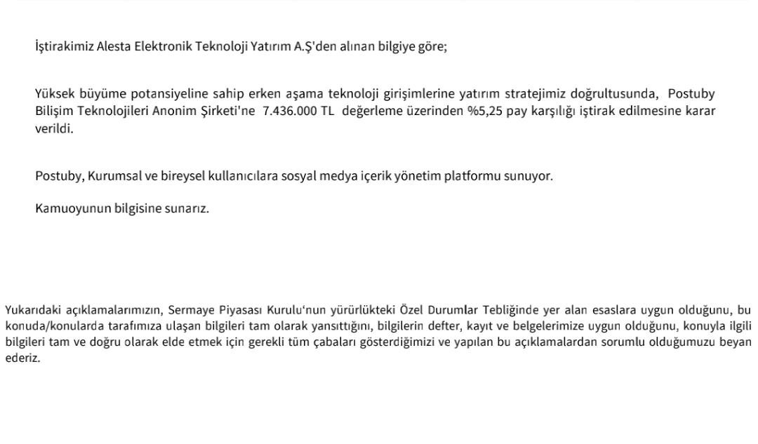 rasyonelyatirim's tweet photo. #ESCOM Bilişim sektöründe #POSTUBY isimli şirketin %5.25'ine 7.436.000 ₺ karşılığında ortak oluyor. YTD 2023 Loading 🚀✅️ https://t.co/gjYbLs7Tyh