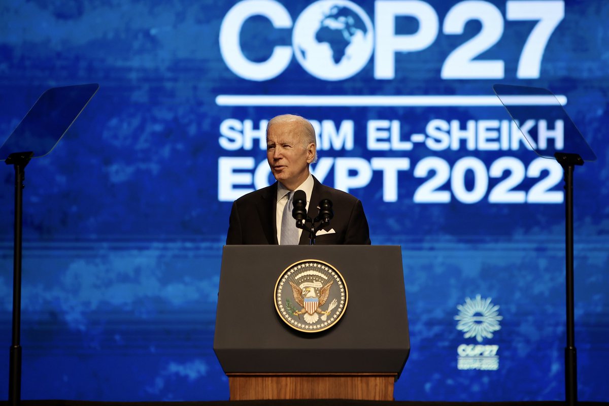 “This gathering must be the moment to re-commit our future and our shared capacity to write a better story for the world. Let’s build on our global climate progress. Raising, both, our ambitions and the speed of our efforts,” says President Joe Biden, @POTUS at #COP27.