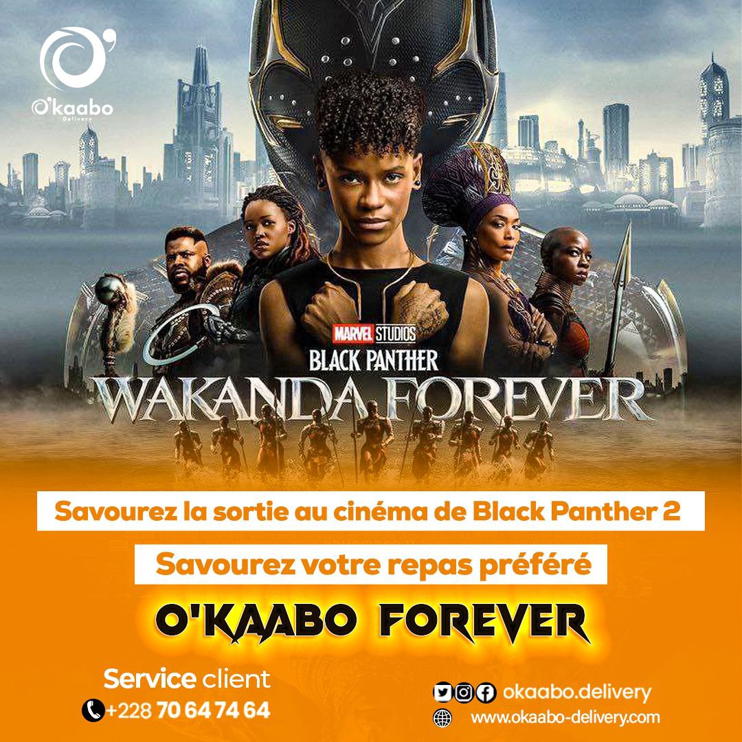 Okaabo_delivery's tweet photo. Le célèbre film @theblackpanther réalisé par @Marvel, cette fois-ci ayant pour rôle principal Letitia Wright, sort aujourd'hui, savourez sa sortie devant votre plat favori ou confié nous vos #courses pour la #cuisine. On dit wooo O'kaabo Forever.

#okaabo #TgTwittos #BlackPanther https://t.co/q7ocUcNIuc