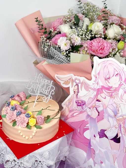 The flawless crystal shines under the stars and the moon, surrounded by chirping birds and dancing petals. Her heart is full of love.The lovely girl deserves the best blessings in the world. Happy birthday, Elysia!#ElysiaBirthdayParty#HonkaiImpact3rd 