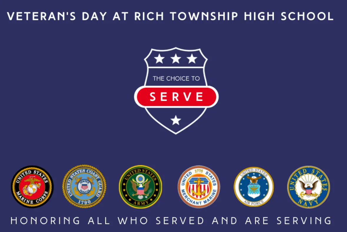 RTHSActivities's tweet photo. Happy Veteran’s Day @RichTownshipHS https://t.co/umwVkPJbdm