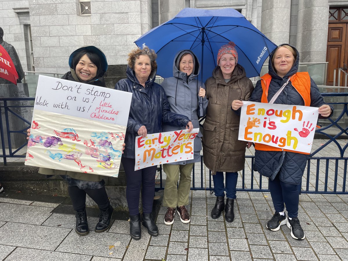 RedFMNews's tweet photo. A large group of early years educators have gathered outside City Hall this afternoon to call for the sector to be properly funded. 

Childcare providers are warning that the sector faces more closures unless is issue is urgently resolved. https://t.co/f13q7dp5wF