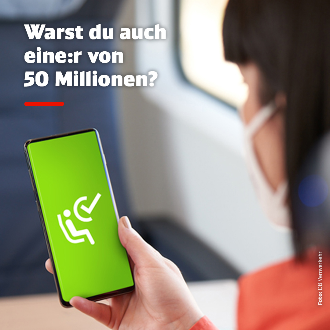 Deutsche Bahn Personenverkehr on Twitter "Wir feiern 50 Millionen Komfort Checkins und sagen