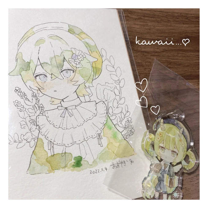 報告遅くなりました…!すみません!
今回あおやぎさん(@aoyagi630630 )のプレゼント企画に見事当たり、めちゃめちゃ可愛いアクキー&とっても素敵なドローイングを頂きました✨
当たった時は本当に嬉しかったです☺️
素敵な企画に参加することができて良かったです♪↓ 
