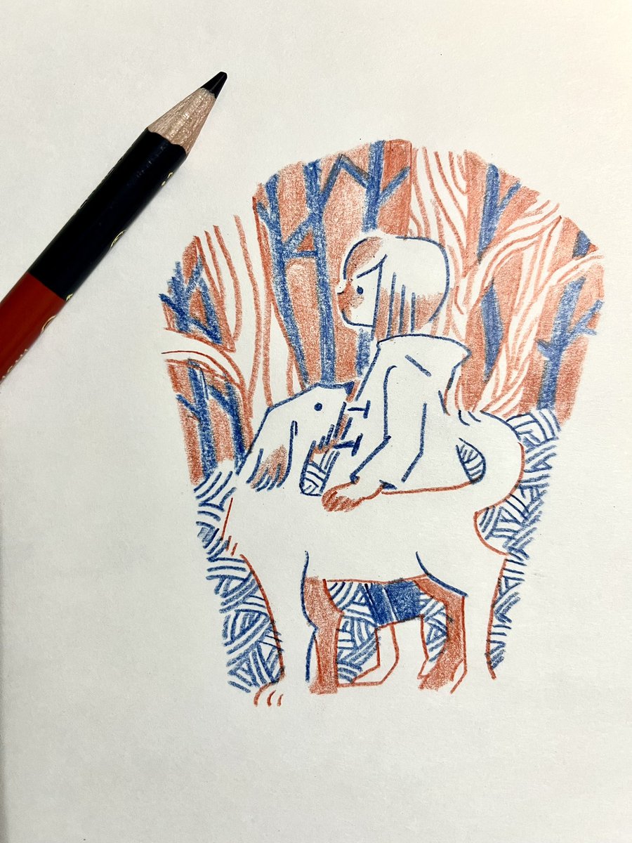 赤青鉛筆で描いています。