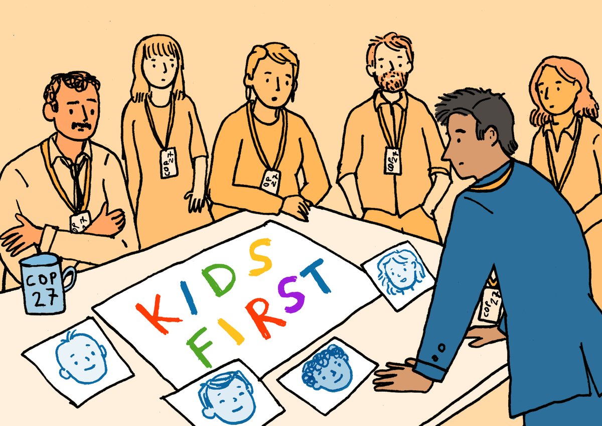 OurKidsClimate's tweet photo. We're sending #COP27 leaders a clear message! It’s our kids' planet and they deserve a liveable future. 

The climate summit must put #KidsFirst.  💚🪧 They need #ClimateActionNow!

@UNClimateSummit @COP27P 

Art by @imgart https://t.co/2BdUqvoihC